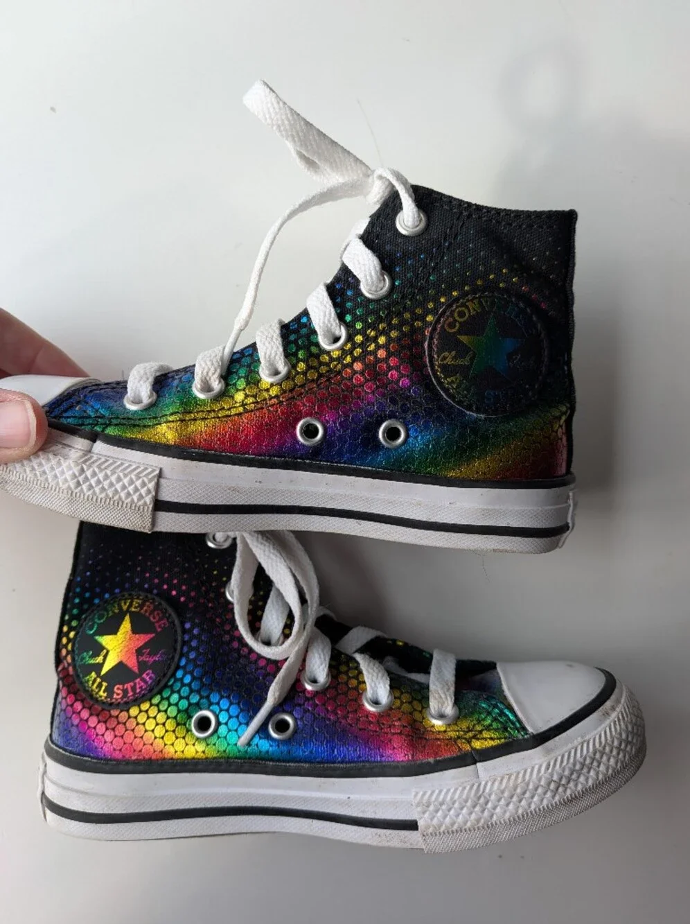Converse Chuck Taylor Rainbow Metallic Scales High Tops Youth Size 11 Sneakers